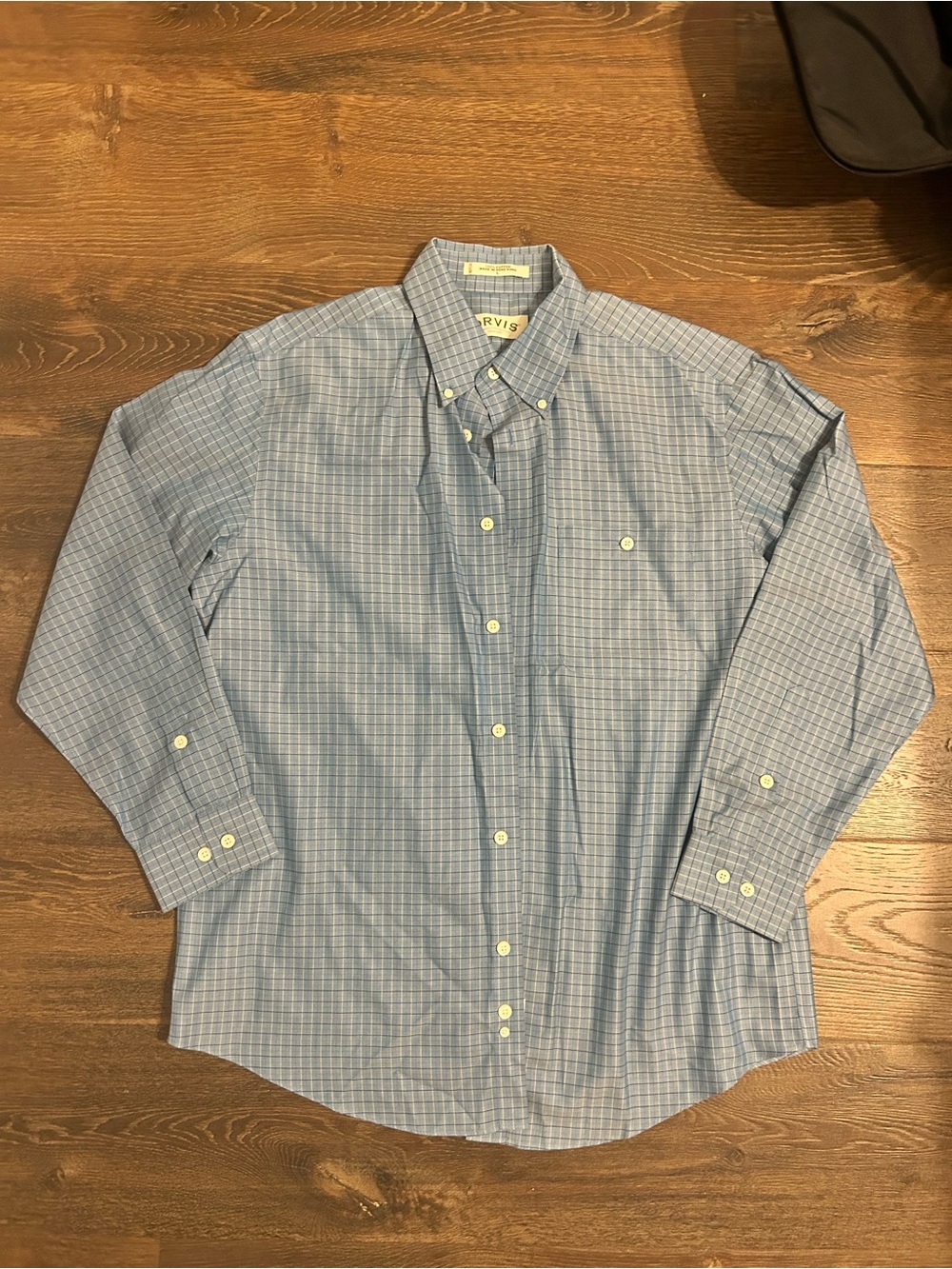 Orvis Light Blue Plaid Button-Down Shirt